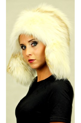 Arctic fire fox fur hat Ushanka